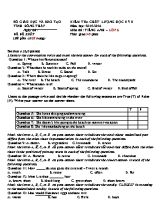 Đề đề xuất kiểm tra chất lượng học kỳ II môn Tiếng Anh Lớp 6 - Năm học 2015-2016 - Phòng GD & ĐT Sa Đéc (Có đáp án)